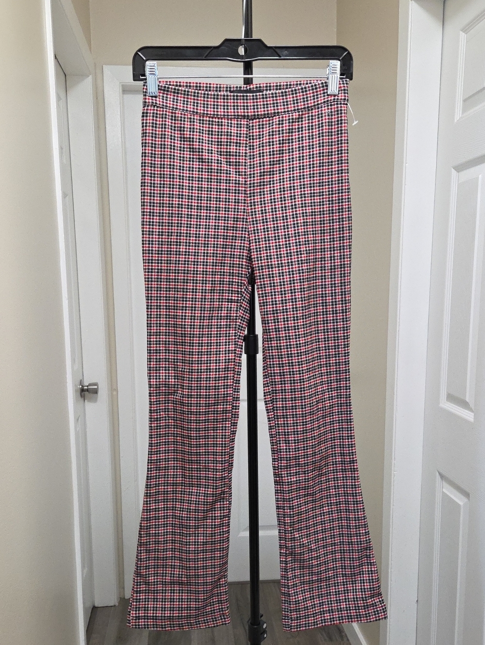 Urban Outfitters Pink Black Plaid Bootcut Flare Pants Y2K Preppy - Picture 2 of 8